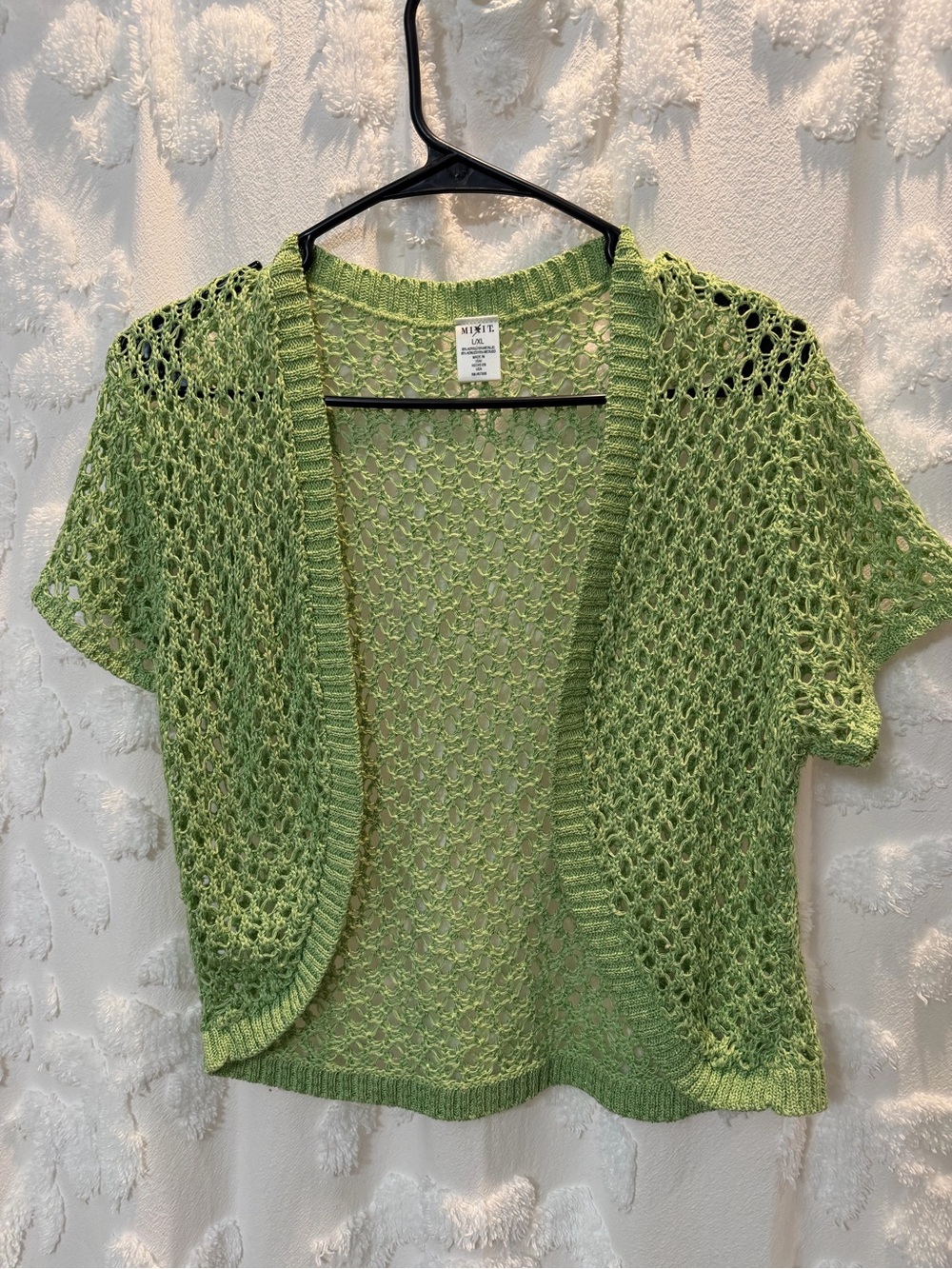 Sparkly Green crochet knit crop bolero cardigan
